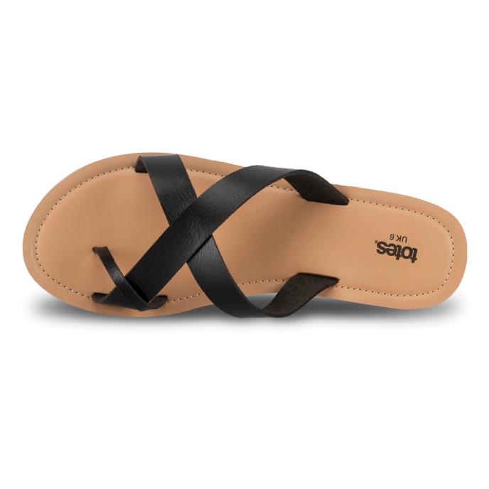 totes® Ladies Toe Post Strap Sandal Black  Extra Image 4